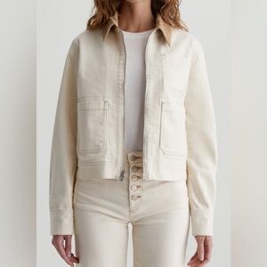 AG Adriano Goldschmied Womens Jo Corduroy Collar Crop Denim Utility Jacket